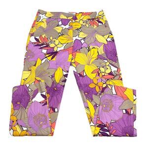 Trina Turk Women’s Moss 2 Floral Print Cropped Pants Size 4 Lilies Purple